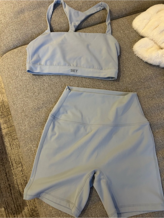 SET Active Other - SET Active Light Blue Luxeform Sports Bra and bike shorts. Both size small
